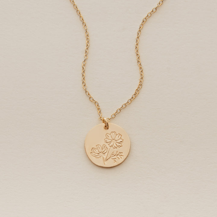 October Birth Flower Necklace - Cosmos