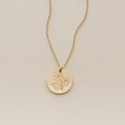 February Birth Flower Necklace - Violet