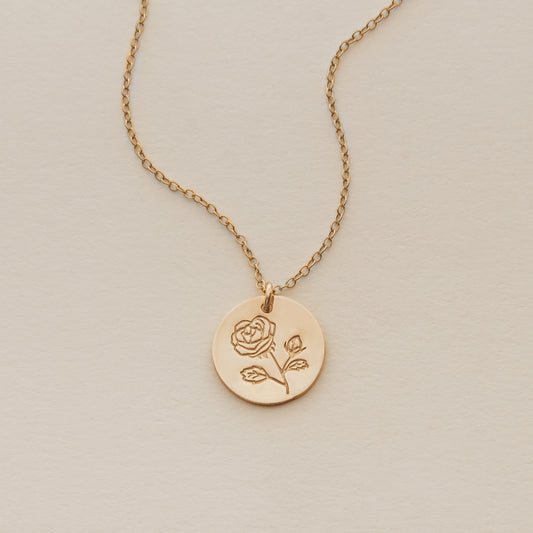 June Birth Flower Necklace - Rose