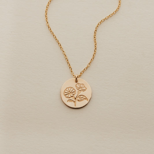 September Birth Flower Necklace - Morning glory