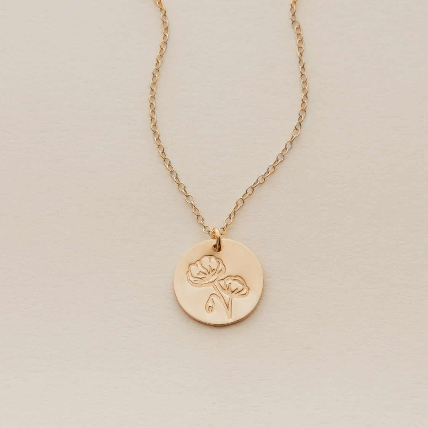 August Birth Flower Necklace - Poppy