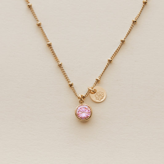 October Birth Stone & Flower Necklace