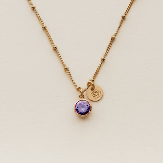 June Birth Stone & Flower Necklace