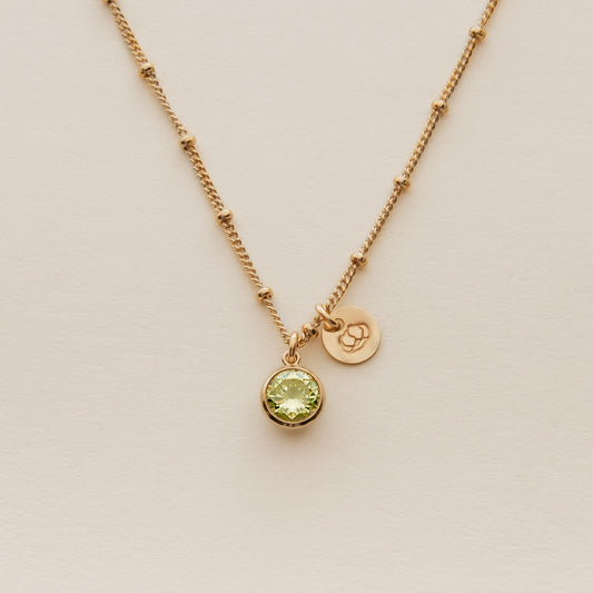 August Birth Stone & Flower Necklace