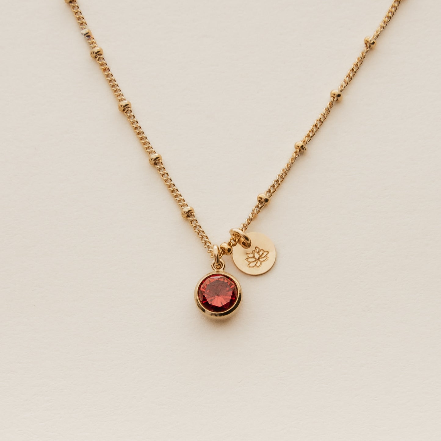 July Birth Stone & Flower Necklace