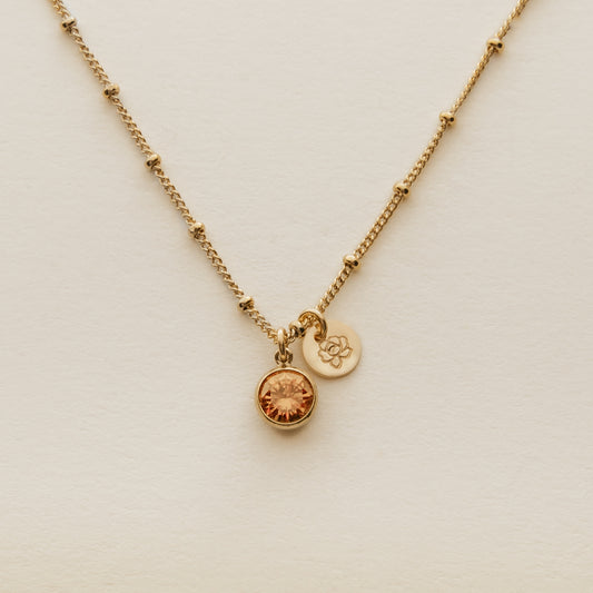 November Birth Stone & Flower Necklace