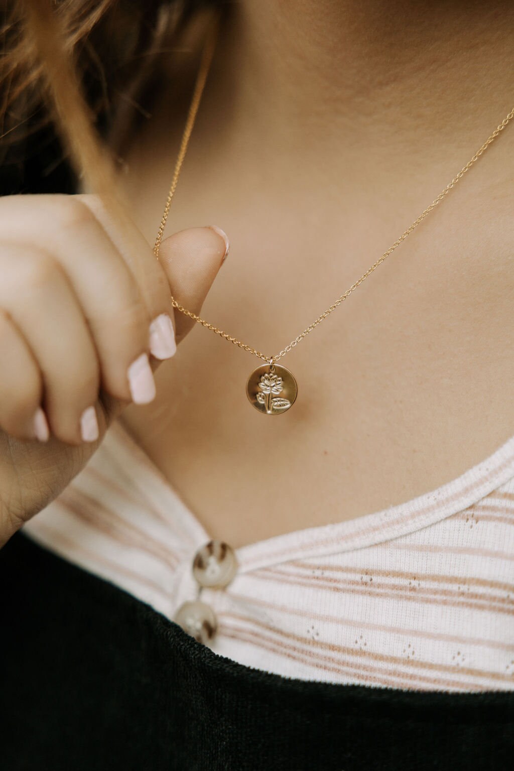 July Birth Flower Necklace - Lotus